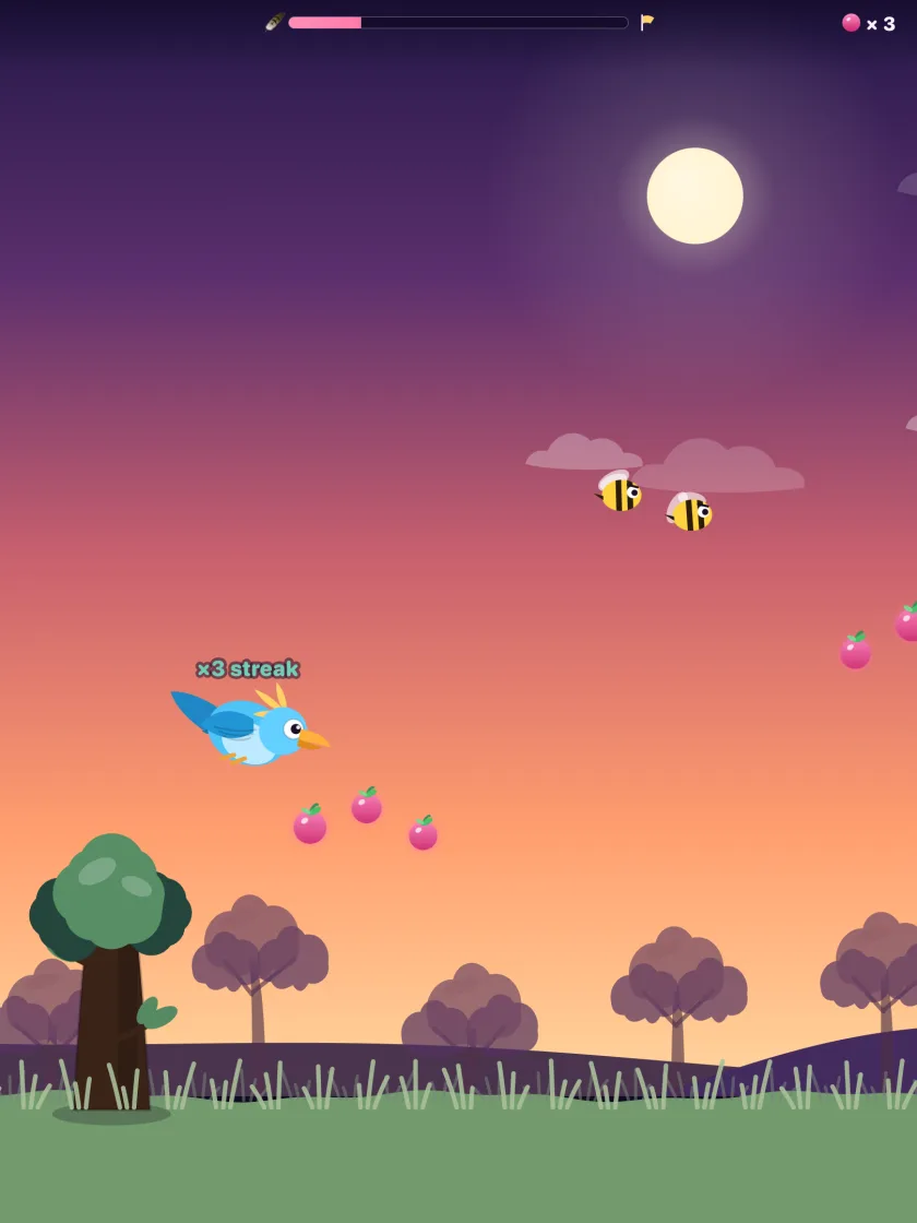 Flying past bees at night to collect berries